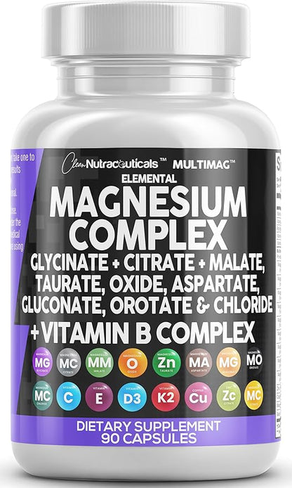 Magnesium Complex 2285mg with Magnesium Glycinate B1 B2 B2 B6 B6 B12 B12 Complex 90 Count