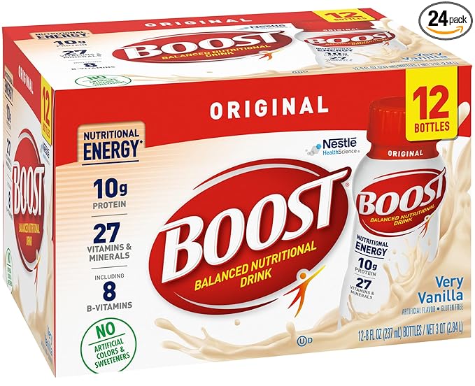 BOOST Original Balanced Nutritional Drink, Very Vanilla, 8 Ounce Bottle (Pack of 24)