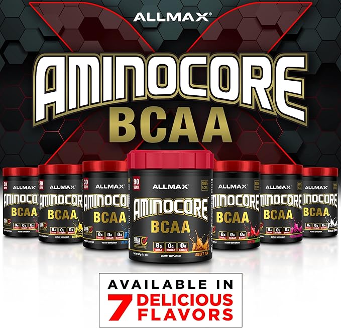 ALLMAX Nutrition AMINOCORE BCAA Powder, 8.18 Grams of Amino Acids, Intra and Post Workout Recovery Drink, Gluten Free, Fruit Punch, 315 g