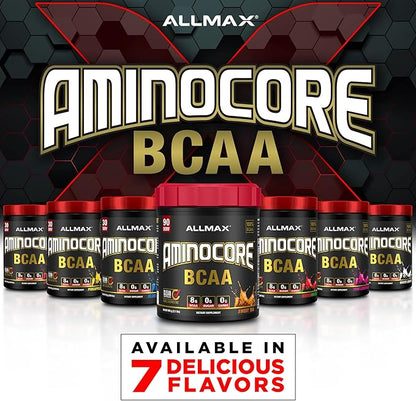 ALLMAX Nutrition AMINOCORE BCAA Powder, 8.18 Grams of Amino Acids, Intra and Post Workout Recovery Drink, Gluten Free, Fruit Punch, 315 g