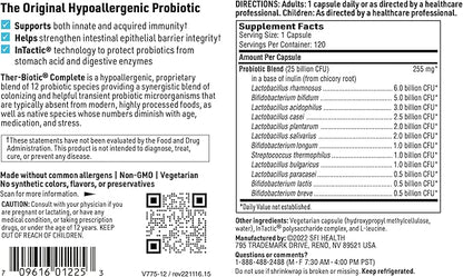 Klaire Labs Ther-Biotic Complete - 25 Billion CFU Probiotic Supplement - Gut Health, Digestive + Immune Support - Hypoallergenic Probiotics for Men + Women - Clean + Dairy-Free (120 Capsules)