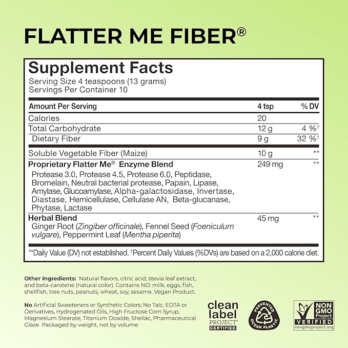 HUM Flatter Me Fiber Supplement for Women & Men, Prebiotics & Digestive Enzymes to Support Weight & Bloating, Digestive & Gut Health, Fiber Powder Drink Mix, Pineapple Passion Fruit, 10 Servings
