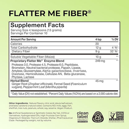 HUM Flatter Me Fiber Supplement for Women & Men, Prebiotics & Digestive Enzymes to Support Weight & Bloating, Digestive & Gut Health, Fiber Powder Drink Mix, Pineapple Passion Fruit, 10 Servings