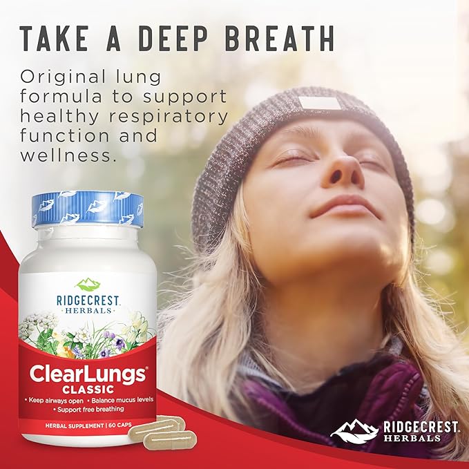 RidgeCrest Herbals ClearLungs Classic, Natural Lung (60 Caps, 30 Serv)