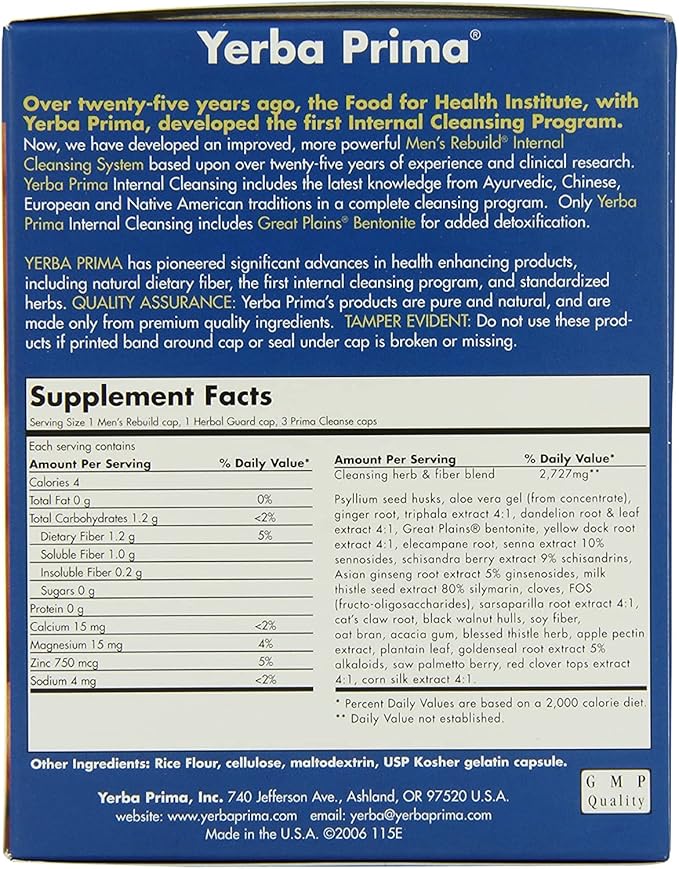 Yerba Prima Cleanse Men Rebuild Kit 30 Day