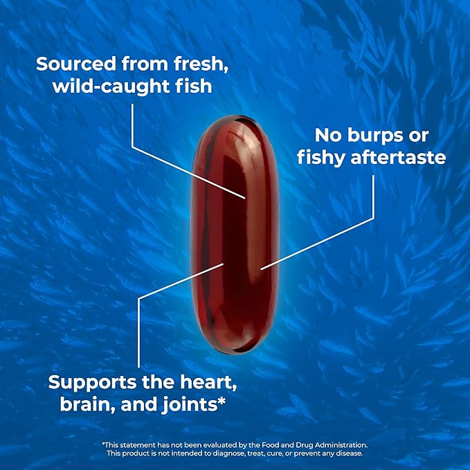 Pharmaceutical Grade Omega-3 Fish Oil Supplement (5 Bottles, 120 softgels) 2600 mg Omega-3 Fatty 5-Star Certified