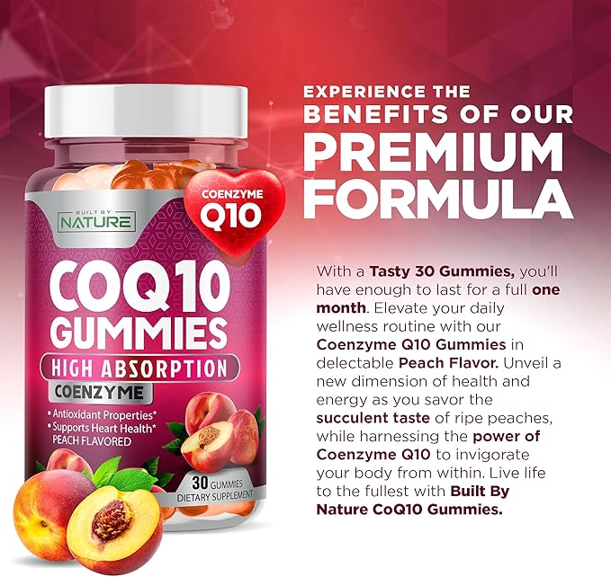CoQ10 100mg Gummies, High Absorption Coenzyme Q10 Gummy, 30 Pectin