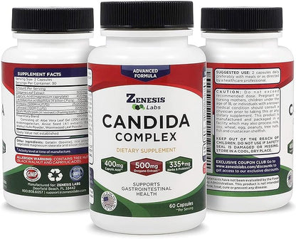 Candida Complex Cleanse Detox Caprylic Acid (120 Capsules, 60 Day