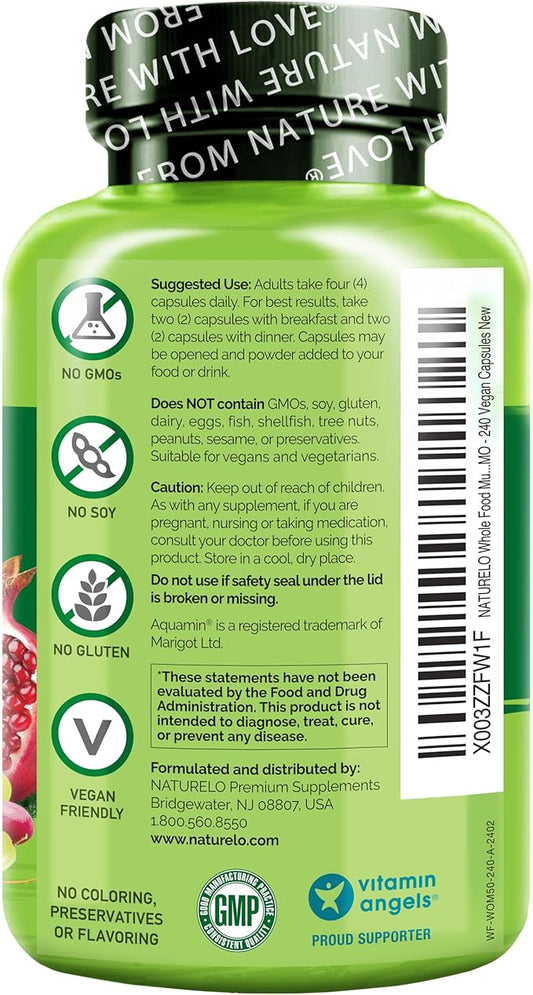NATURELO Whole Food Multivitamin for Women 50+ (Iron 50 - 240 Vegan