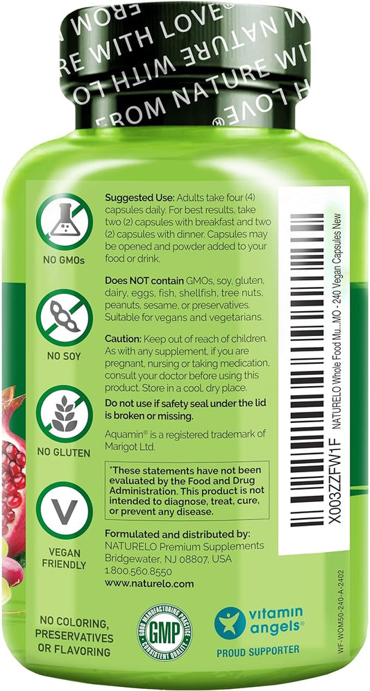 NATURELO Whole Food Multivitamin for Women 50+ (Iron 50 - 240 Vegan