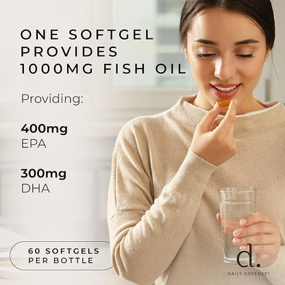 Omega 3 Fish Oil 1000mg Supplement 3 DHA 60 Enteric