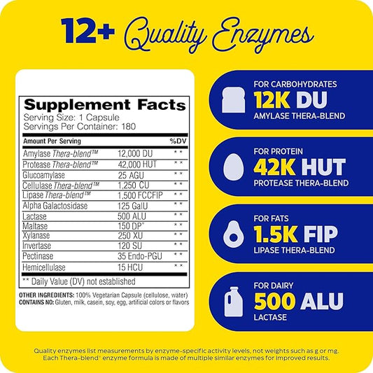 Enzymedica Digest, Full-Range, Everyday Digestive Enzymes, 180 Count