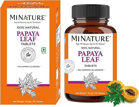 Papaya Leaf Tablets by mi Nature| 90 Tablets, 1000 mg| 45 Days