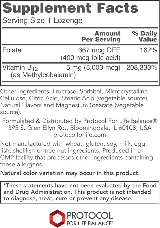 Protocol Methyl B12 5,000mcg B12 for 60 Lozenges