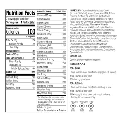 WonderSlim Meal Replacement Shake, Chocolate Salted 15g Protein, 24 Vitamins (7ct)