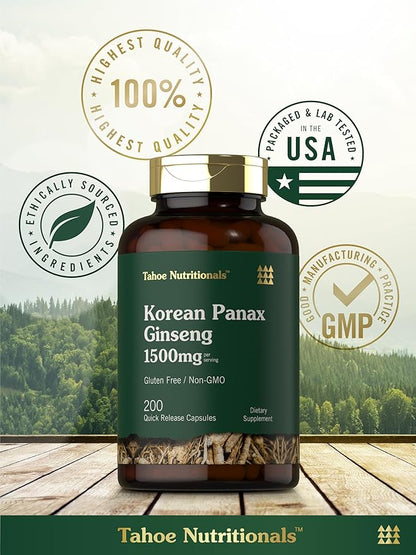 Korean Ginseng Extract Capsules 1500 mg 200 Capsules