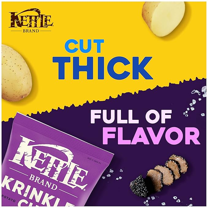 Kettle Brand Potato Chips, Krinkle Cut, Truffle Oil & Sea Salt Kettle Chips, 7.5 Oz (Pack of 12)