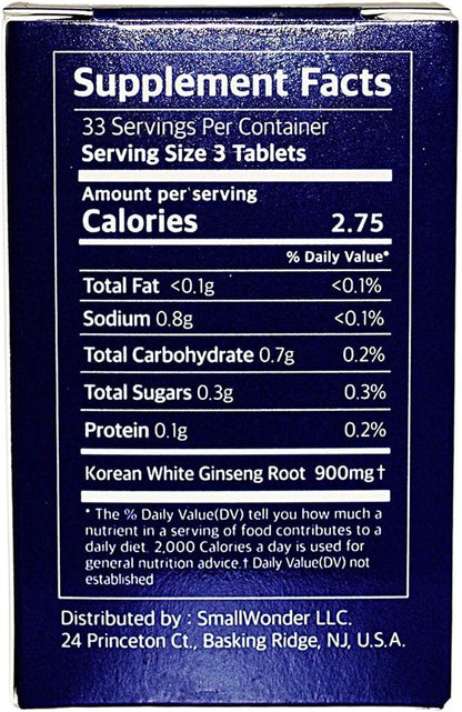 Korean White Ginseng Tablet 100% Whole