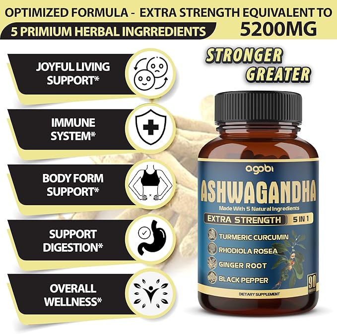 Ashwagandha Extract Capsule 5in1 Blended 90 Capsules 3 Months
