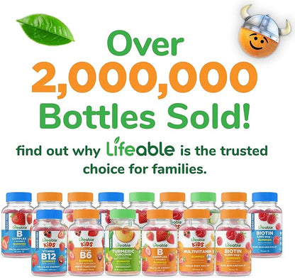 Lifeable Sugar Free Prebiotic Kids Fiber Gummies | 4g Fiber for Kids | Great Tasting Vegetarian Fiber Supplements for Kids | for Digestive Health | Fiber Gummies for Kids | 90 Probiotics Gummies
