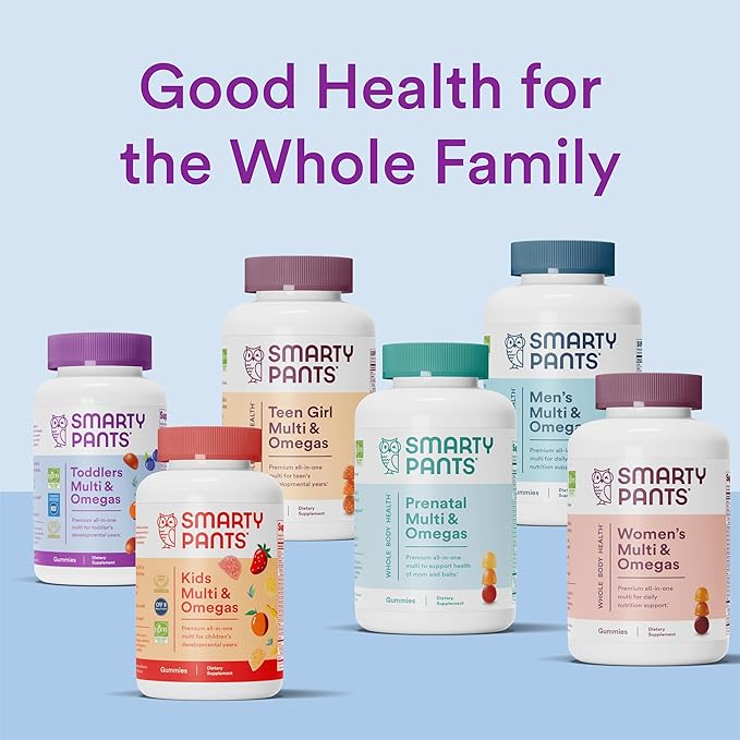 SmartyPants Fiber Supplement & Multivitamin D3, C, B12, B6, B6, Vitamin 3 Fish 180 Count (30 Day