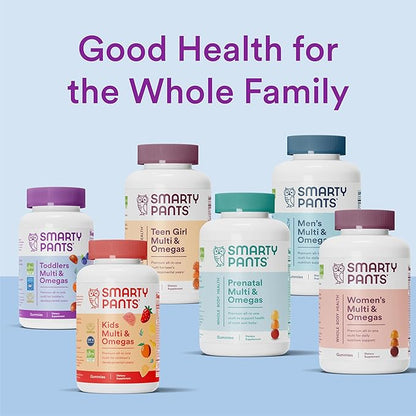 SmartyPants Fiber Supplement & Multivitamin D3, C, B12, B6, B6, Vitamin 3 Fish 180 Count (30 Day