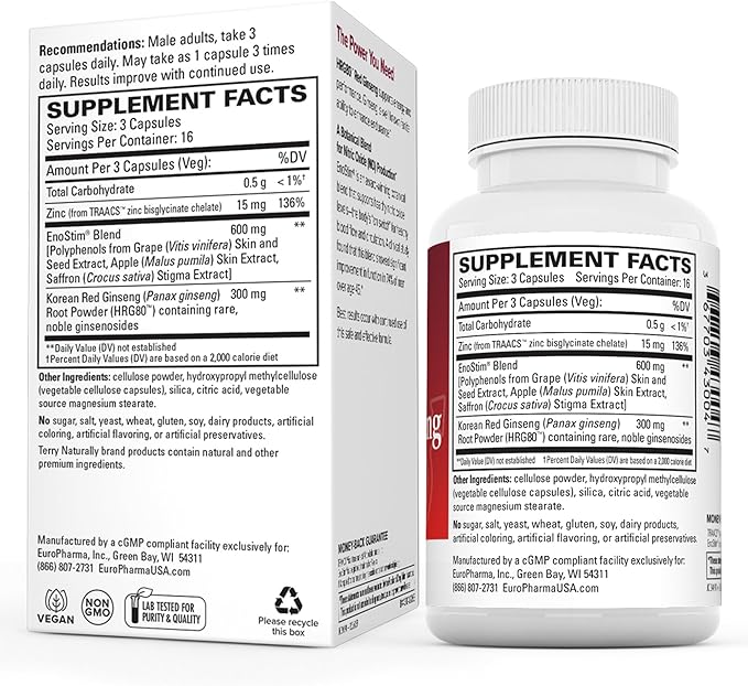 Terry Naturally HRG80 Red Ginseng Male Power 48 Capsules 16 Servings