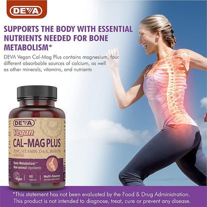 DEVA Vegan Calcium Magnesium Supplement Plus, 90-Tablets, 2-Pack 2-Pack