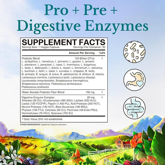 VITALITOWN Probiotics 120 Billion CFUs 36 Strains, 30 Delayed