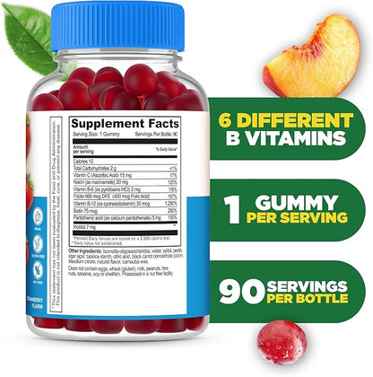 Lifeable Sugar Free Vitamin B Complex Gummies | B-Complex with Vitamin C | Great Tasting VIT B Complex Vitamins | Energy and Nerve Support | B Vitamins Complex for Women, Men, Adults | 90 Gummies