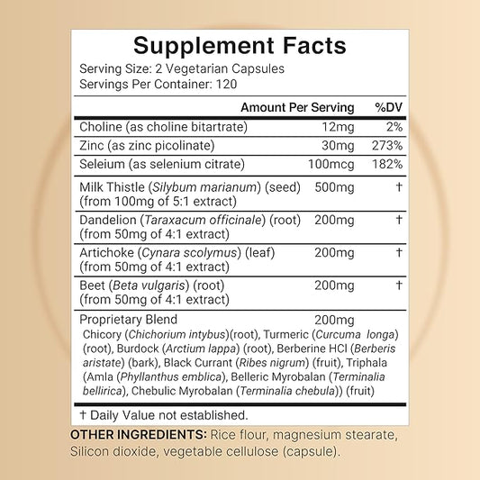 Liver Cleanse Detox & Repair Supplement, 240 Veggie Capsules|15-in-1 Complex 500mg, Dandelion 200mg, Artichoke 200mg, Black