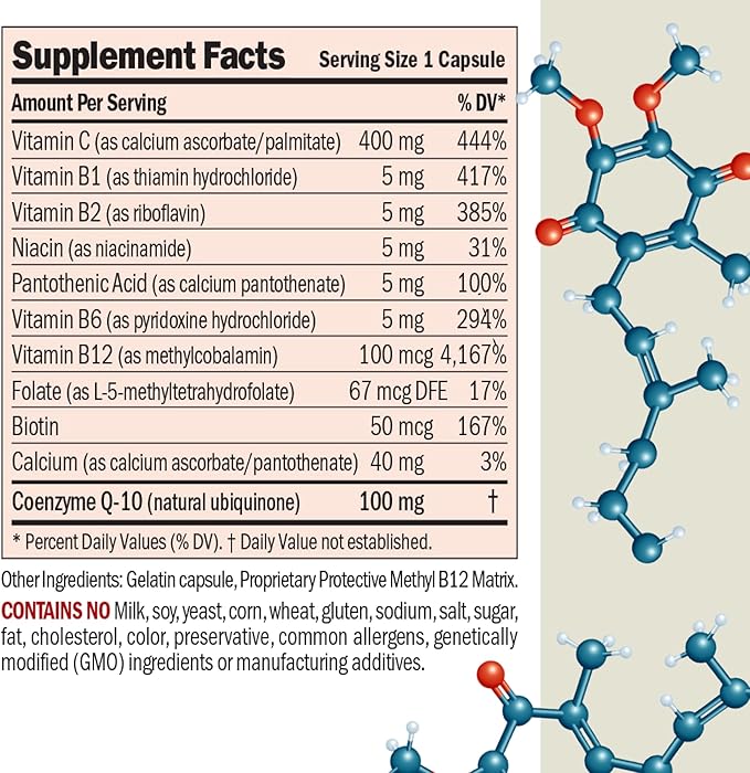 ANDREW LESSMAN Coenzyme Q-10 100 mg 30 Capsules – Essential for Energy Production and Optimum Key Organ Function, Anti-Oxidant Support, Depleted by Aging, Plus B-Complex. Easy to Swallow Capsules