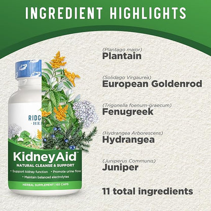 Ridgecrest KidneyAid, Herbal Cleanse and Support 60 Vegan
