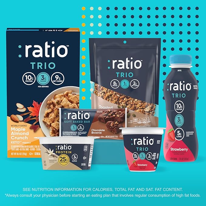 Ratio Crunchy Protein Bar, Vanilla Almond With Chocolate, 11g Protein, Keto Friendly, 5.8 oz (4 Bars)