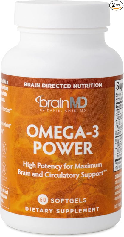 BRAINMD Dr Amen Omega-3 Power 60 Capsules, 2 - 60 Total