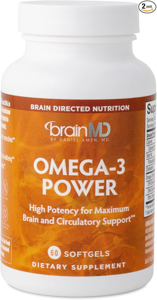 BRAINMD Dr Amen Omega-3 Power 60 Capsules, 2 - 60 Total