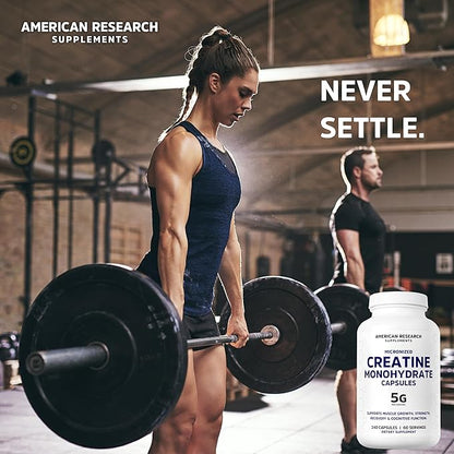 Creatine Monohydrate Capsules 5G | 60 Servings | Vegan | Micronized Creatine Pills 5000mg | 4 Capsules per Serving | 240 Capsules | Creatine Pills For Men & Women | Muscle Building | 2 Months Supply