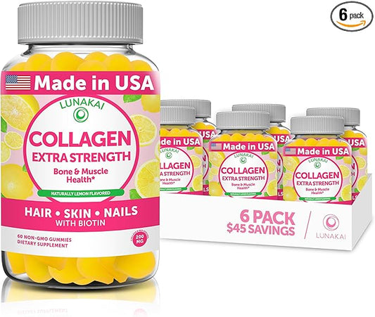 Collagen Gummies - Tastiest Proprietary Formula 200mg Hydrolyzed 6 Pack