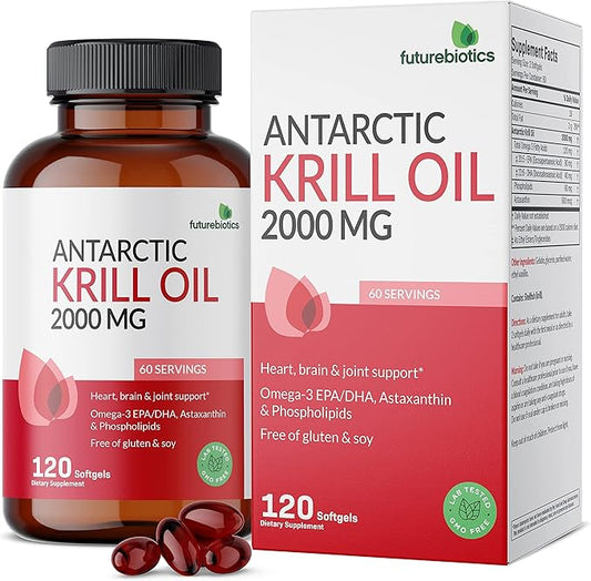 Futurebiotics Antarctic Krill Oil 2000mg Omega-3s EPA, 100% Pure 120 Softgels