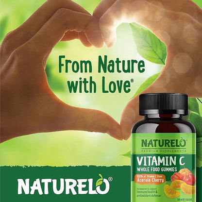 NATURELO Whole Food Vitamin C Gummies, 60 Vegan-Friendly