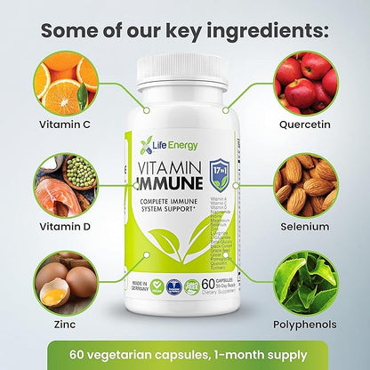 17 in 1 Complete Immune Support Supplement | Immune Boost with Vitamin C, Vitamin D, Vitamin A, Zinc, Quercetin, Turmeric, Green Tea, Selenium | Daily Immunity Support Supplement for Adults - 60 Count