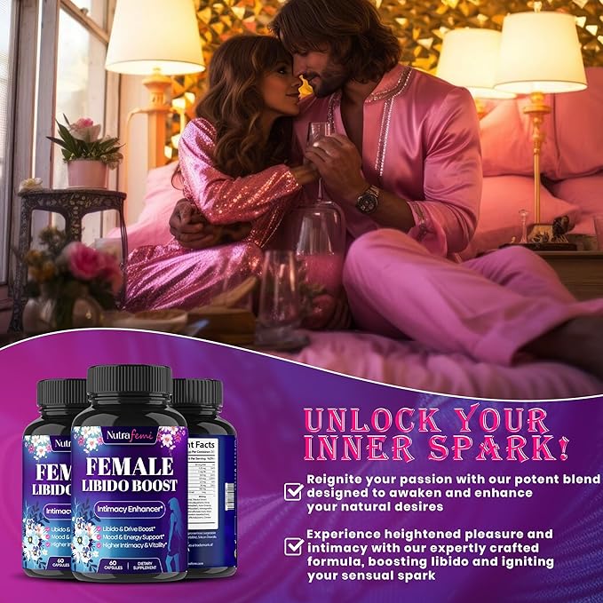 #1 Fast Acting Highly Effective Libido Booster for Women-Female Libido Booster for Hormonal Balance, Mood & Drive - with Maca Root, Ginseng, Tribulus, Gingko & Ashwagandha - 60 Capsules