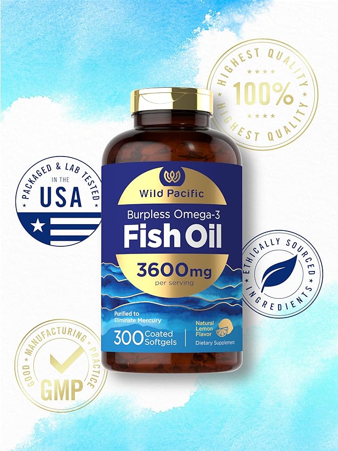 Carlyle Fish Oil Omega 3 Supplements 3600 mg 300 Softgels Omega-3 Fatty