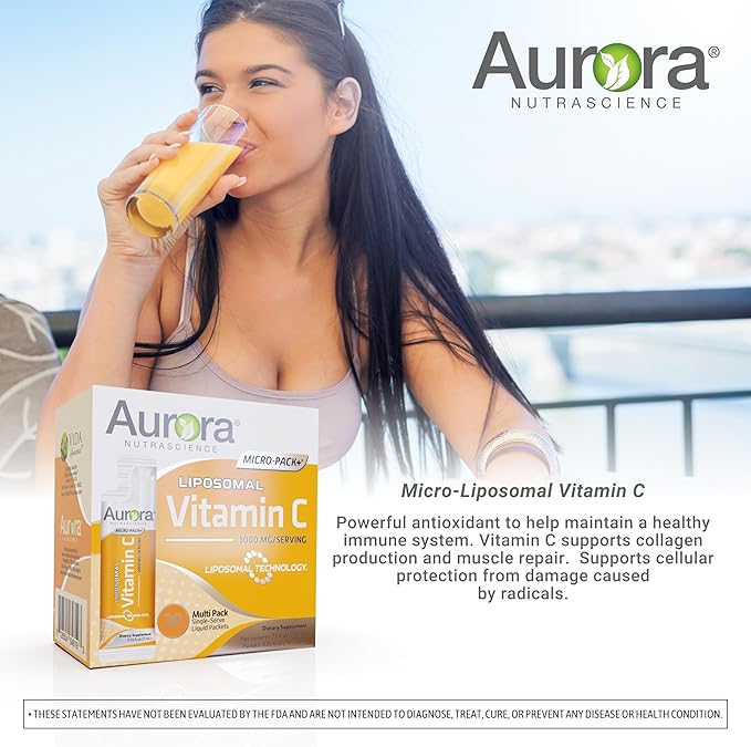 Aurora Nutrascience, Micro-Pack Liposomal Vitamin C, 1,000 mg 95% Higher