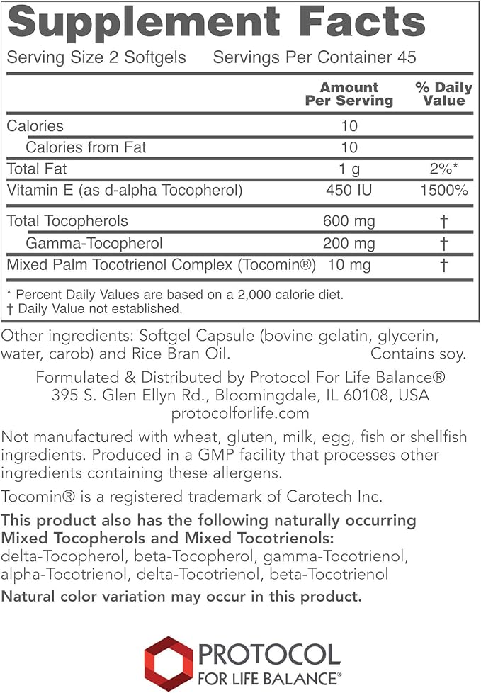 Protocol Gamma E Toco Complex 300mg - 90 Softgels