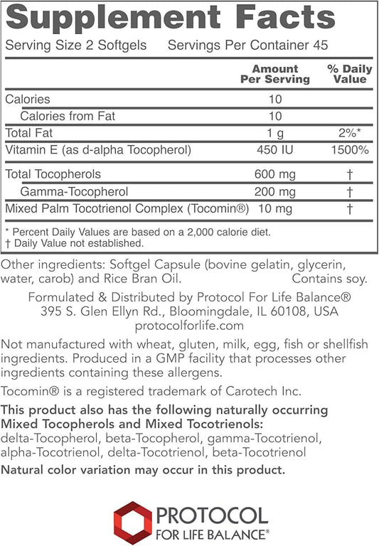 Protocol Gamma E Toco Complex 300mg - 90 Softgels