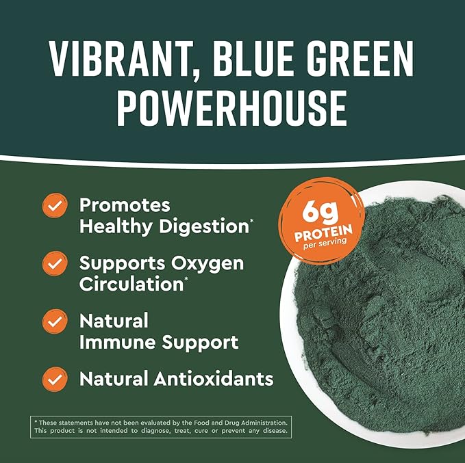 360 Nutrition Spirulina Powder, Vitamin A, 6g Plant 2 oz