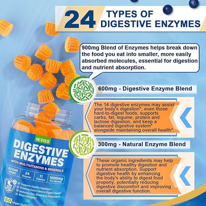 1Pack Digestive Enzymes Supplement Gummies 24 Most