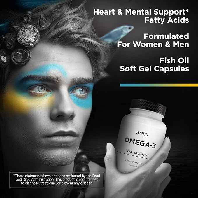 Amen Omega-3 Supplement 1500mg High-Potency 3 - 45-Day Supply 90 Soft