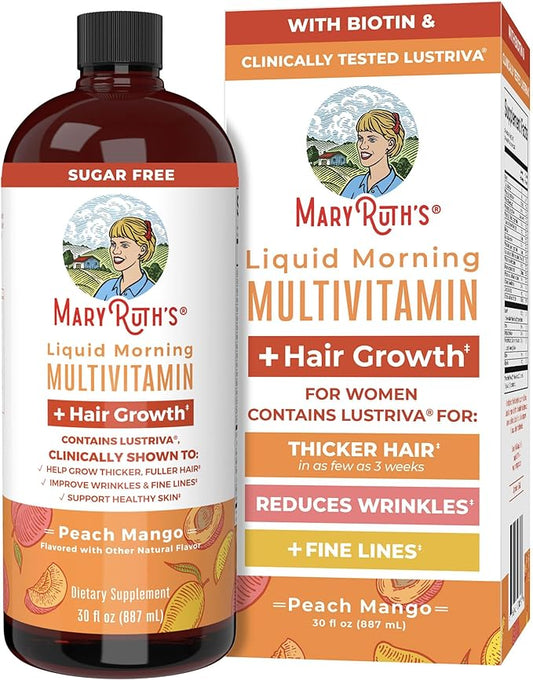 MaryRuth's Liquid Multivitamin + Lustriva® Hair Growth 10000mcg | 18+ | 30 Fl